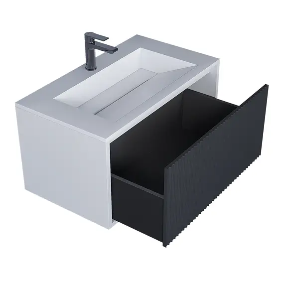 Тумба подвесная  Uperwood Next Premium  белая/графит, 1/2 ящика