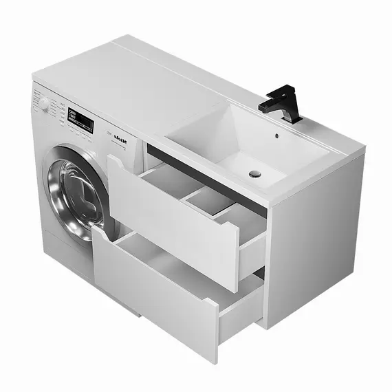 Тумба под стиральную машину подвесная Uperwood Tanos 60х50 см, белая/графит