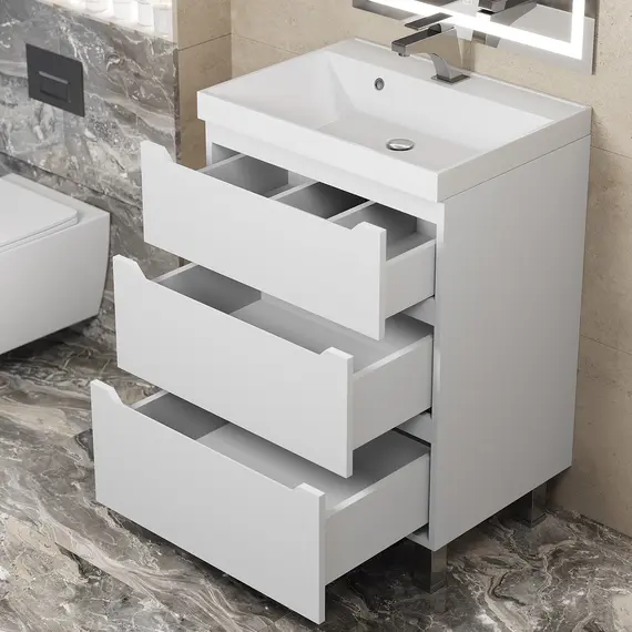 Тумба напольная  Uperwood Tanos белая, 2/3 ящика