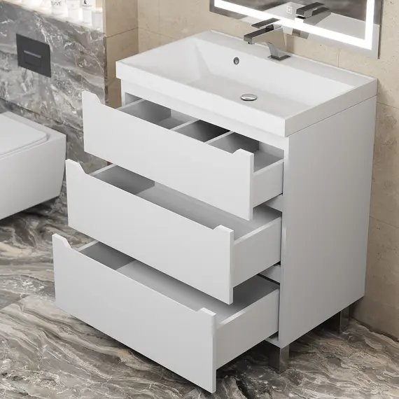 Тумба напольная  Uperwood Tanos белая, 2/3 ящика