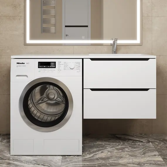 Тумба под стиральную машину подвесная Uperwood Tanos 60х50 см, белая/графит