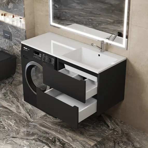 Тумба под стиральную машину подвесная Uperwood Tanos 60х50 см, черная