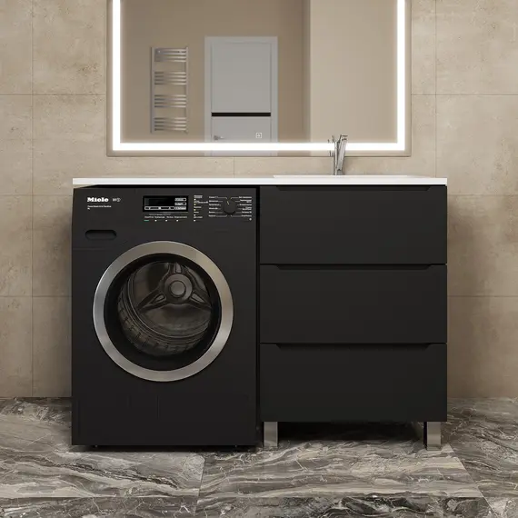 Тумба под стиральную машину напольная Uperwood Tanos 60, черная, 2/3 ящика