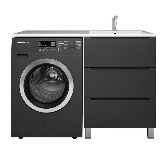 Тумба под стиральную машину напольная Uperwood Tanos 60, черная, 2/3 ящика