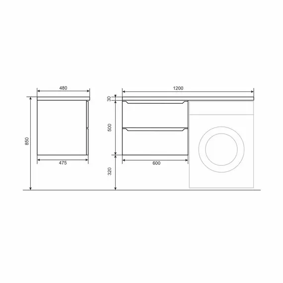 Тумба под стиральную машину подвесная Uperwood Tanos 60х50 см, белая