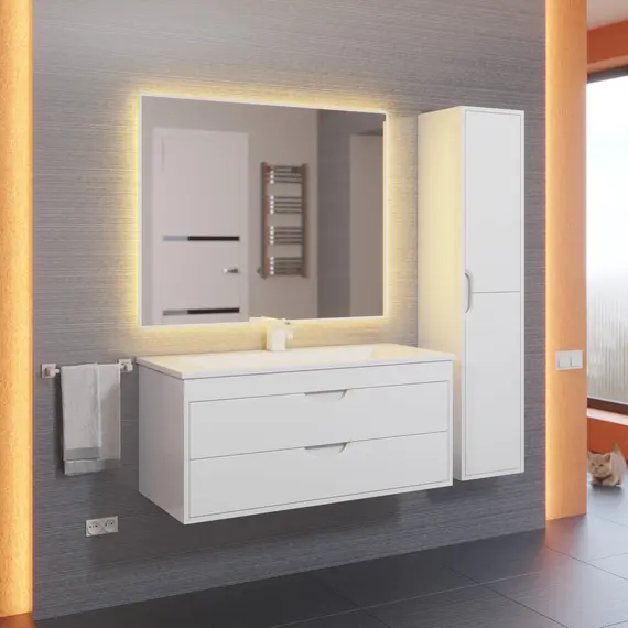 Шкаф-пенал  подвесной Uperwood Modul 33х150 см, белый матовый