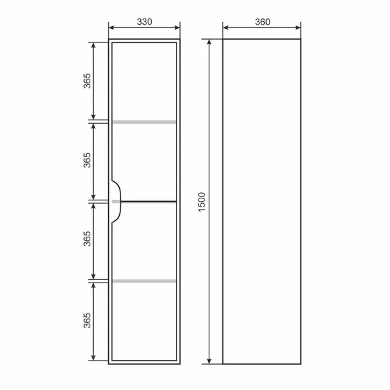 Шкаф-пенал подвесной Uperwood Modul 33х150 см, черный матовый