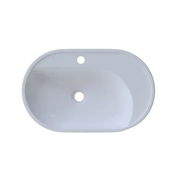 Раковина накладная для ванной Uperwood Luna 60х36х11,5 см, овальная, белая глянцевая