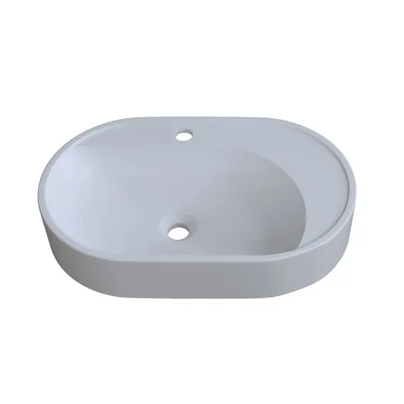 Раковина накладная для ванной Uperwood Luna 60х36х11,5 см, овальная, белая глянцевая