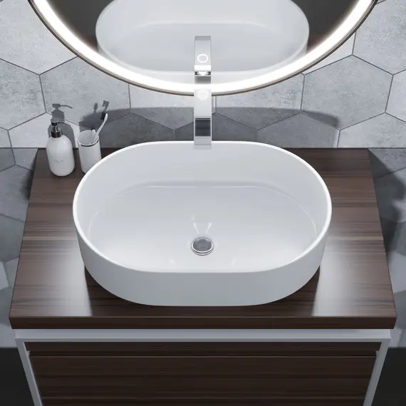 Раковина для ванной накладная Uperwood Aura 60 см, овальная, белая