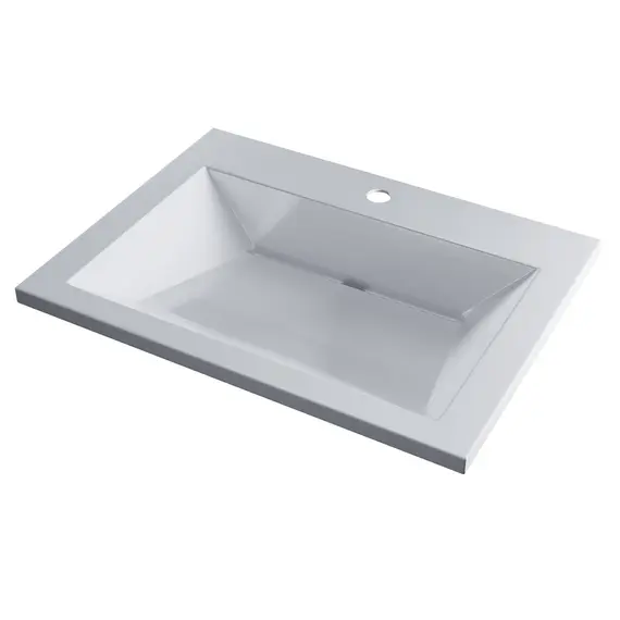 Раковина для ванной  Uperwood Olivia, с щелевым сливом, белая глянцевая