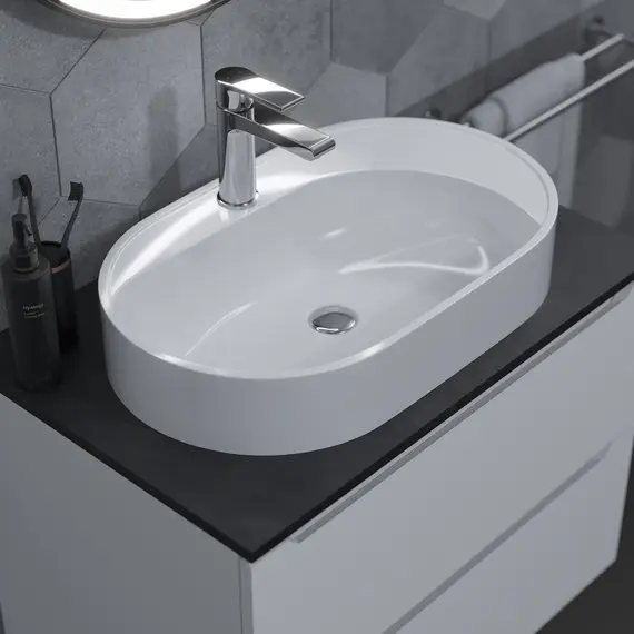 Раковина накладная для ванной Uperwood Luna 60х36х11,5 см, овальная, белая глянцевая