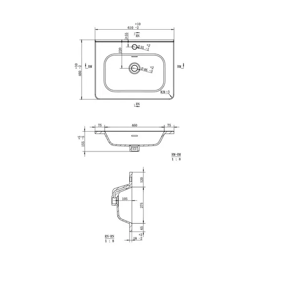 Раковина для ванной Uperwood Monica, белая глянцевая