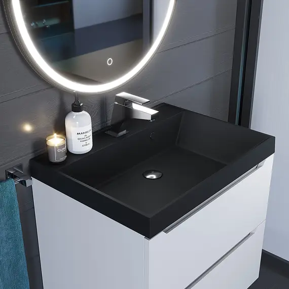 Раковина для ванной  Uperwood Classic Quartz, кварцевая, черная матовая, уголь