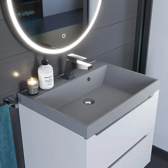 Раковина для ванной  Uperwood Classic Quartz, кварцевая, серая матовая, бетон