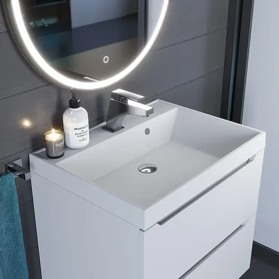 Раковина для ванной Uperwood Classic Quartz, кварцевая, белая матовая, жасмин