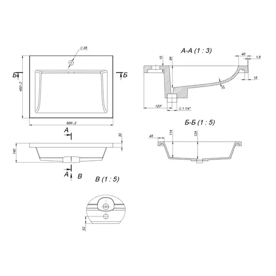 Раковина для ванной  Uperwood Infinity, черная глянцевая