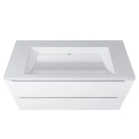 Раковина для ванной 100 см, Uperwood Infinity, без отверстия для смесителя, белая глянцевая