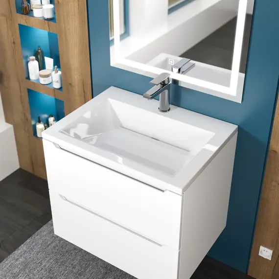 Раковина для ванной  Uperwood Olivia, с щелевым сливом, белая глянцевая