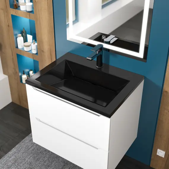 Раковина для ванной  Uperwood Olivia, с щелевым сливом, черная глянцевая