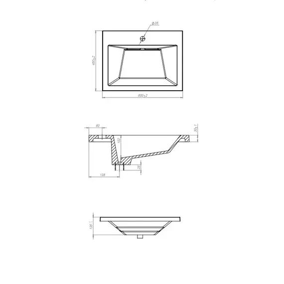 Раковина для ванной  Uperwood Olivia, с щелевым сливом, белая глянцевая