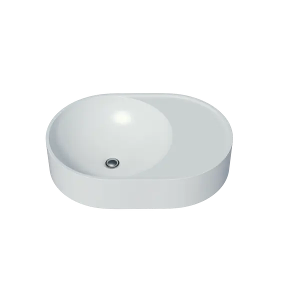 Раковина накладная для ванной Uperwood Luna 50х35х10 см, овальная, белая глянцевая