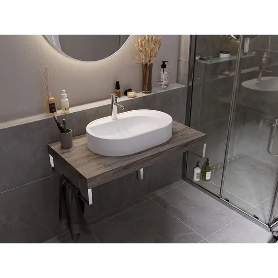 Раковина накладная для ванной Uperwood Luna 60х36х11,5 см, овальная, белая глянцевая