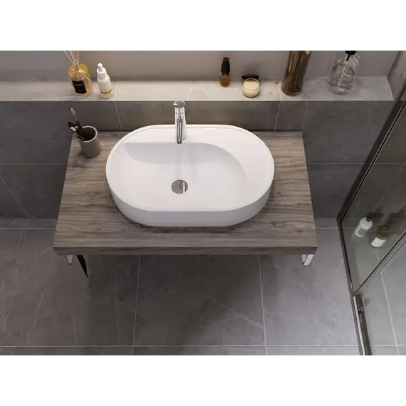 Раковина накладная для ванной Uperwood Luna 60х36х11,5 см, овальная, белая глянцевая