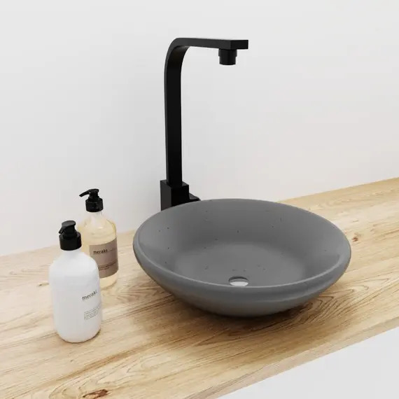 Раковина накладная бетонная Uperwood Sfera 40х40х12 см, круглая, графит