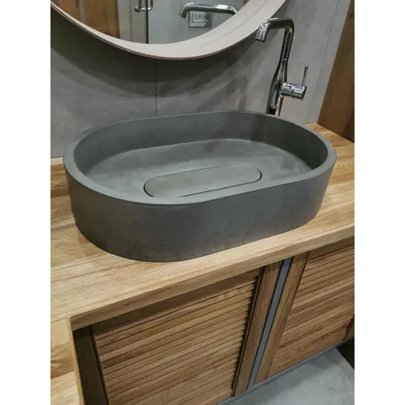 Раковина накладная бетонная Uperwood London 60х40х15 см, овальная, графит
