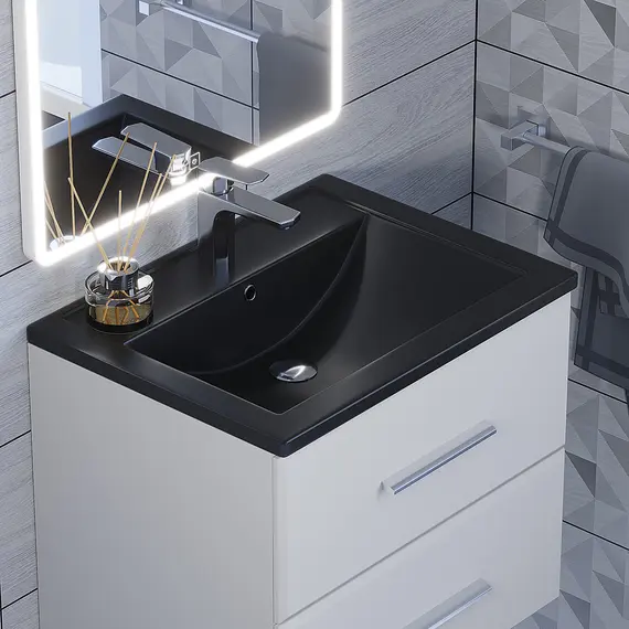 Раковина для ванной кварцевая Uperwood Foster Quartz черная матовая (уголь)