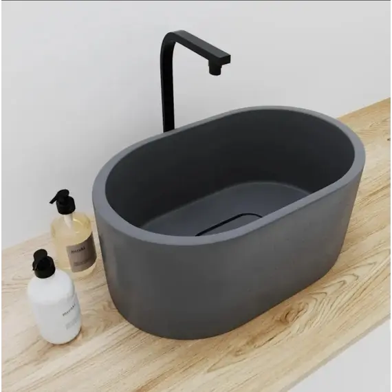 Раковина накладная бетонная Uperwood Venice 56х34х26 см, овальная, графит