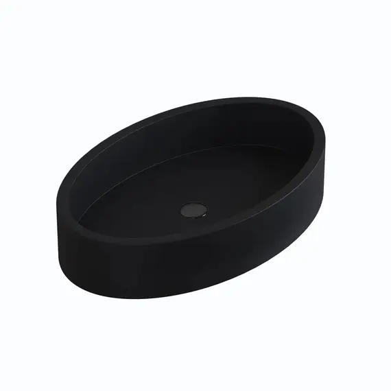 Раковина накладная бетонная Uperwood Rome 55х35х11 см, овальная, черная