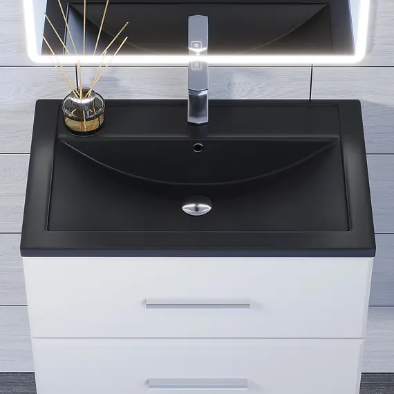 Раковина для ванной кварцевая Uperwood Foster Quartz черная матовая (уголь)