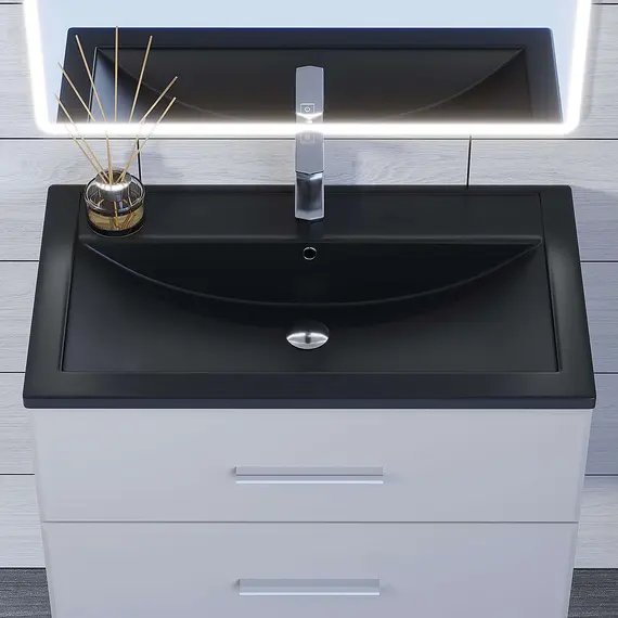 Раковина для ванной кварцевая Uperwood Foster Quartz черная матовая (уголь)