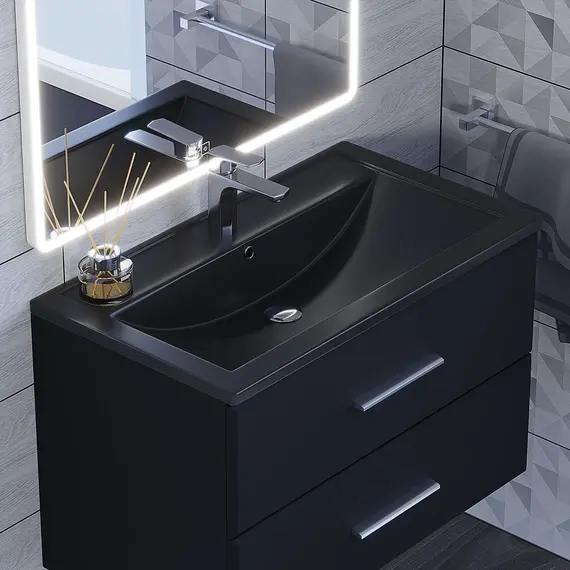 Раковина для ванной кварцевая Uperwood Foster Quartz  черная матовая (космос)