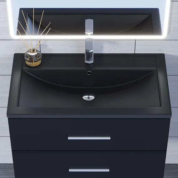 Раковина для ванной кварцевая Uperwood Foster Quartz  черная матовая (космос)