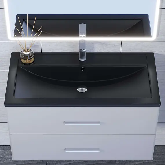 Раковина для ванной кварцевая Uperwood Foster Quartz черная матовая (уголь)