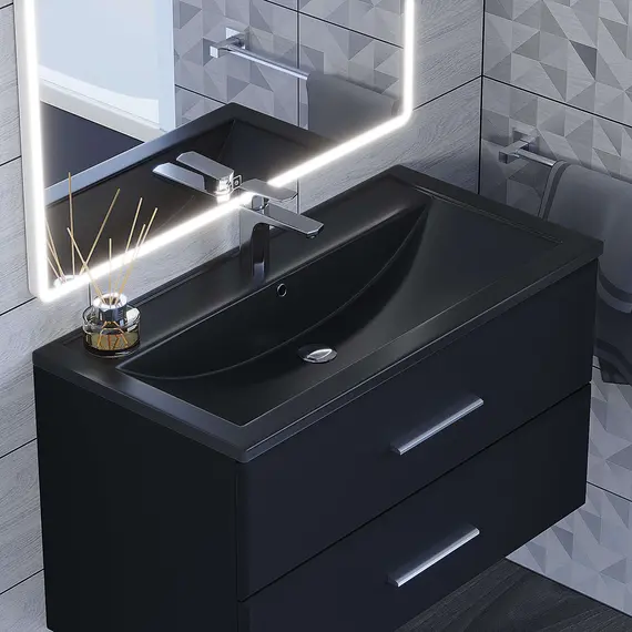 Раковина для ванной кварцевая Uperwood Foster Quartz  черная матовая (космос)