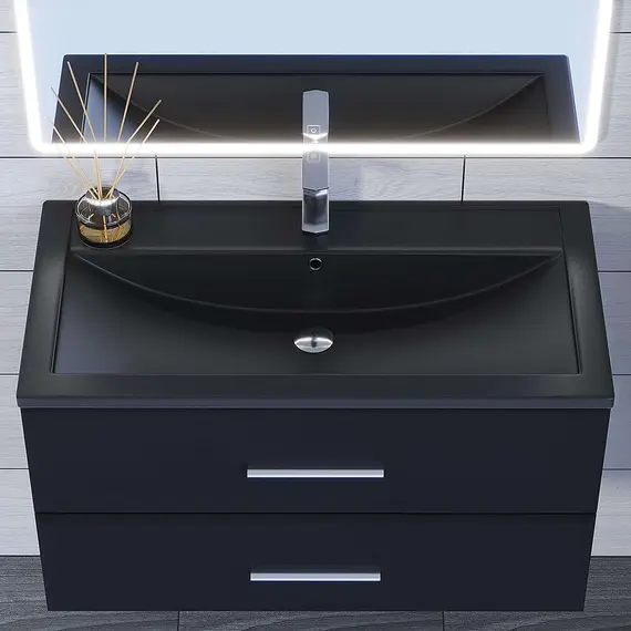 Раковина для ванной кварцевая Uperwood Foster Quartz  черная матовая (космос)