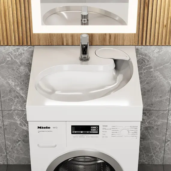 Раковина над стиральной машиной Uperwood Comforty 60х60х11 см, белая глянцевая