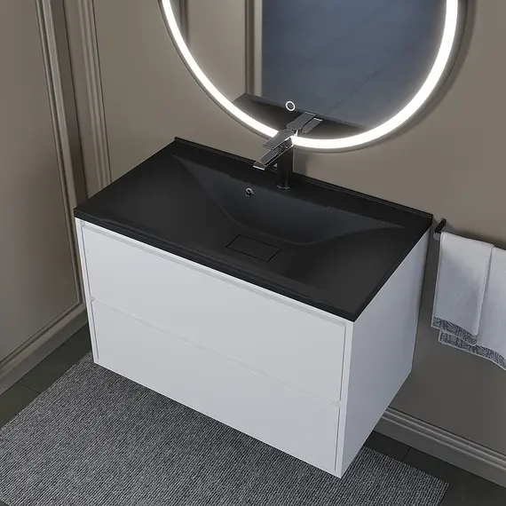 Раковина для ванной кварцевая Uperwood Elen Quartz 80 черная матовая (уголь)