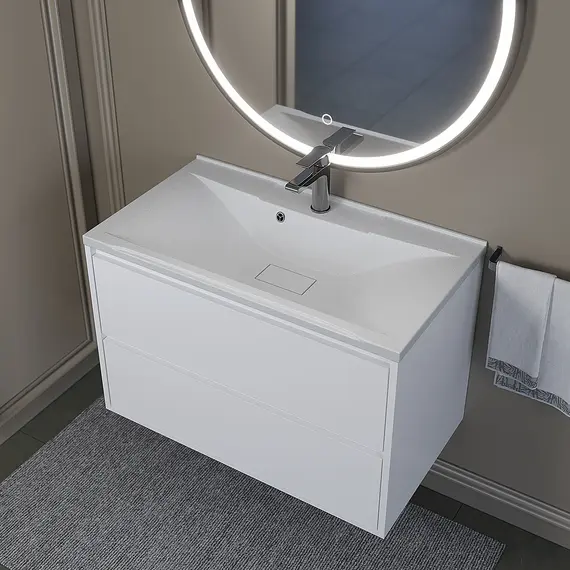 Раковина для ванной кварцевая Uperwood Elen Quartz 80 белая матовая (жасмин)