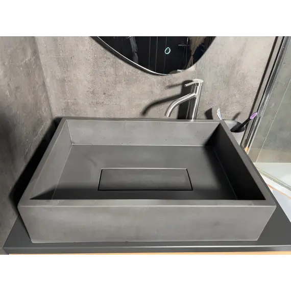 Раковина накладная бетонная Uperwood Angkor 60х40х15 см, прямоугольная, графит