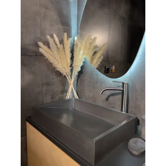 Раковина накладная бетонная Uperwood Mariana 60х40х12 см, прямоугольная, графит