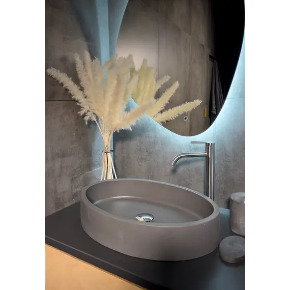 Раковина накладная бетонная Uperwood Rome 55х35х11 см, овальная, графит