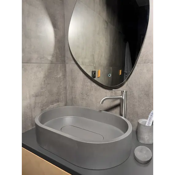 Раковина накладная бетонная Uperwood London 60х40х15 см, овальная, графит