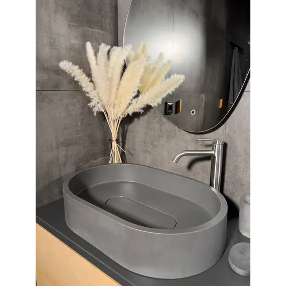 Раковина накладная бетонная Uperwood London 60х40х15 см, овальная, графит