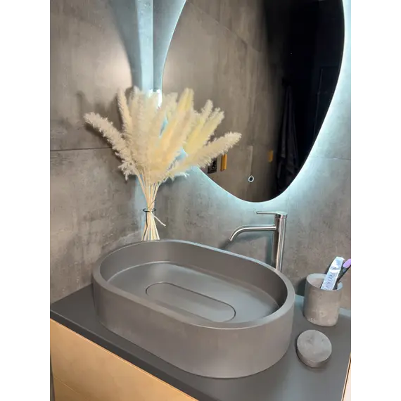 Раковина накладная бетонная Uperwood London 60х40х15 см, овальная, графит