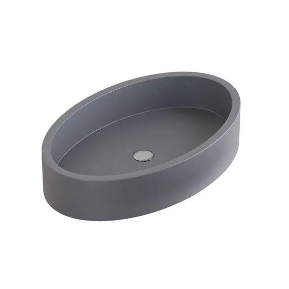 Раковина накладная бетонная Uperwood Rome 55х35х11 см, овальная, графит